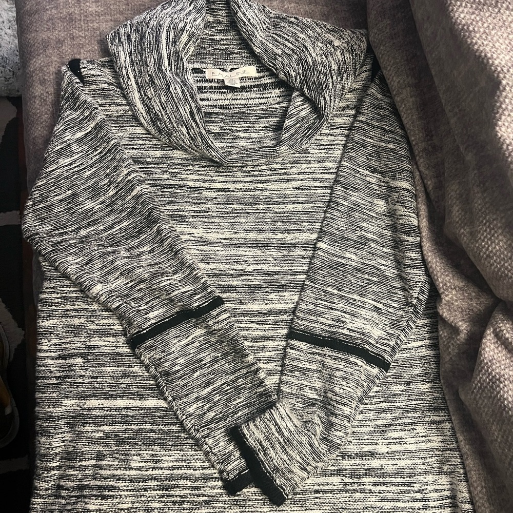 Stylish Black and Gray Cowl Neck Sweater